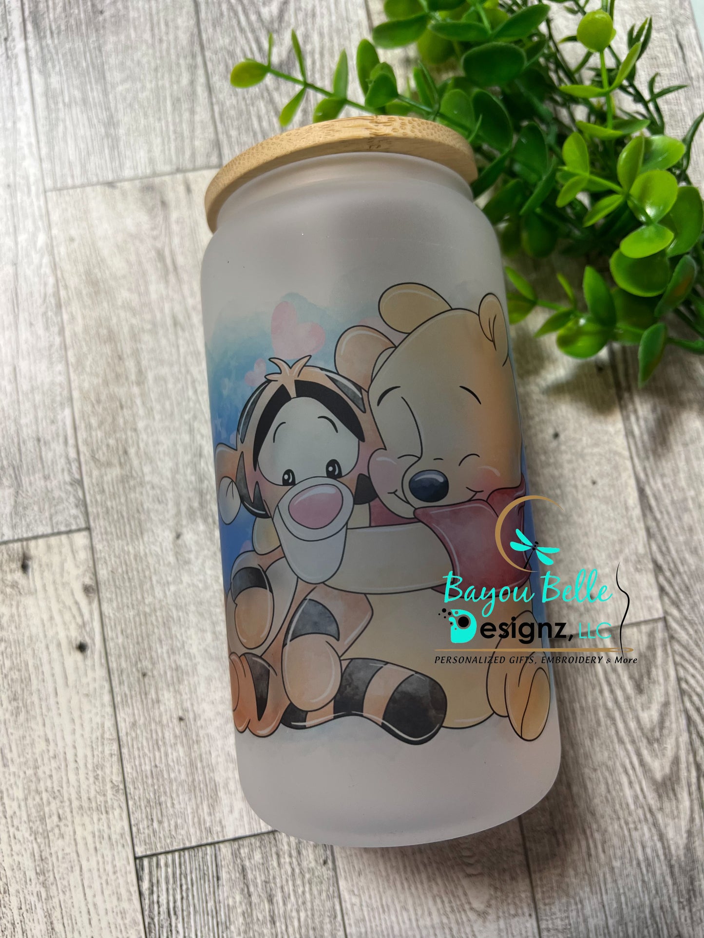 Baby Winnie Bear Glass Can Tumbler