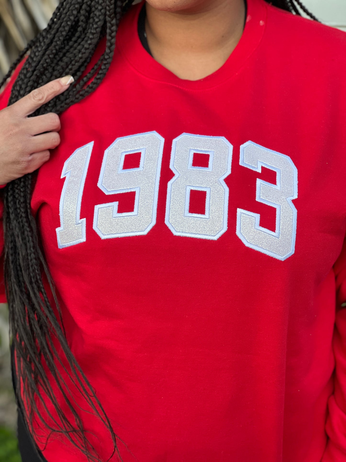 Embroidered birth year sweatshirt