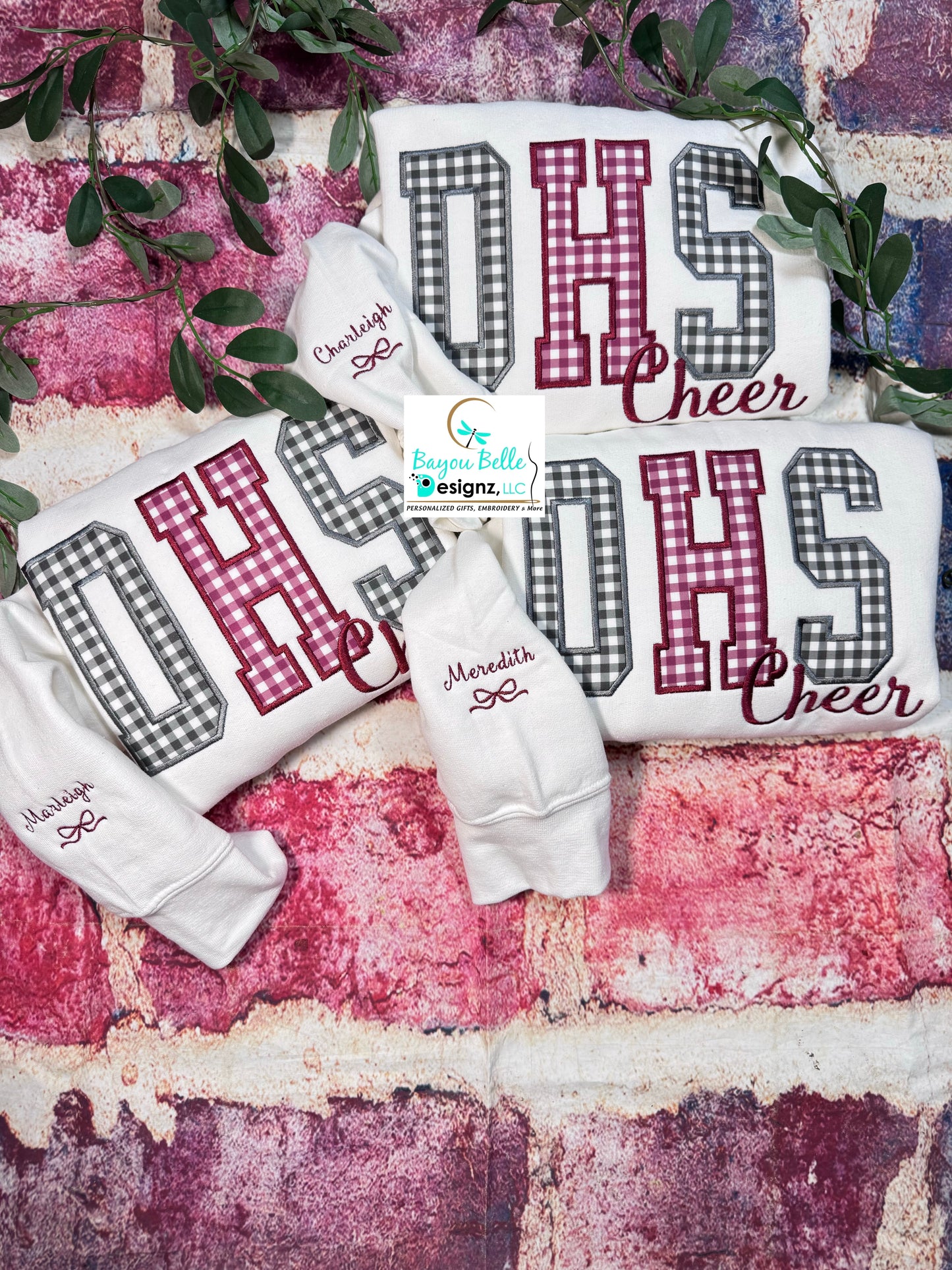 CUSTOM APPLIQUÉ SCHOOL TEAM/CLUB SPIRIT SWEATSHIRT- PERSONALIZED WITH SCHOOL INITIALS