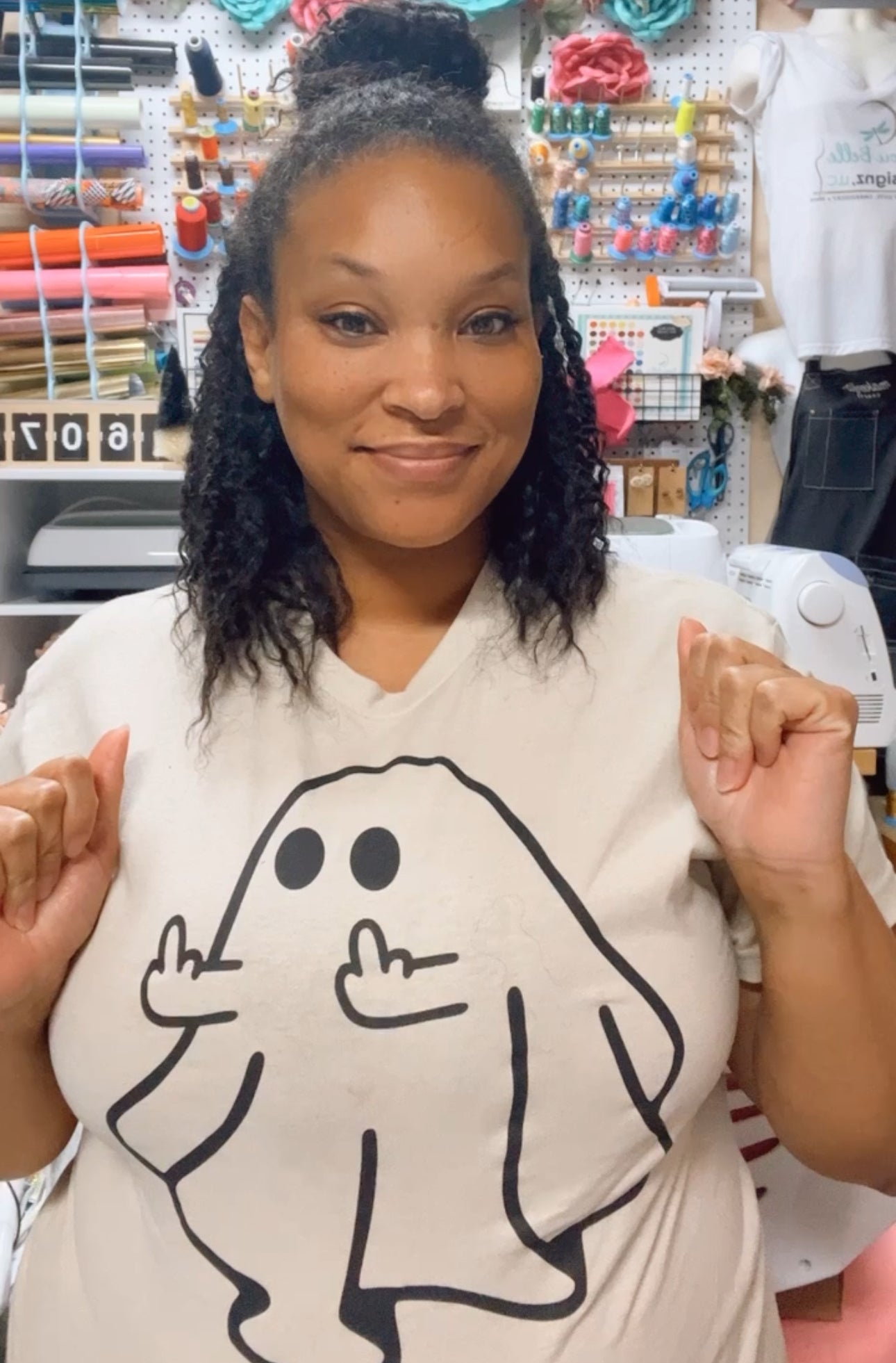 Middle finger ghost tee