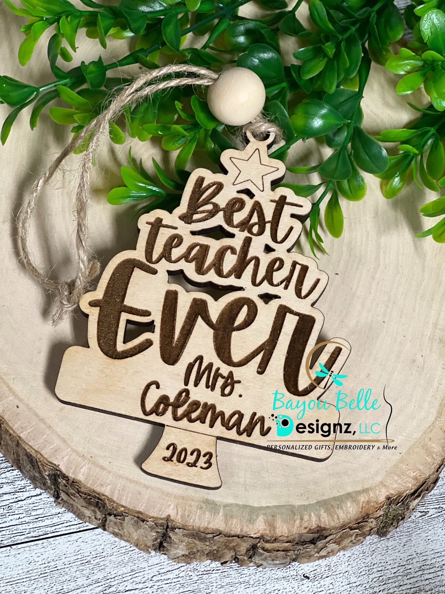 Personalized Teacher Name Engraved Ornaments