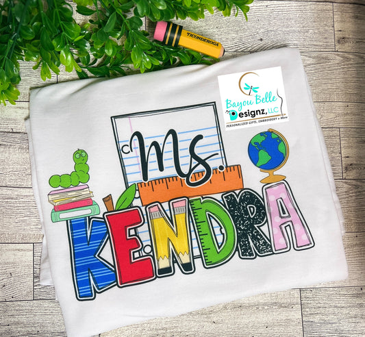 Teacher Alphabet T-shirt- Personalized